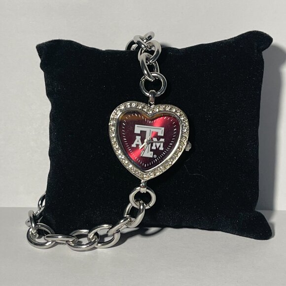 Texas A&M Aggies NCAA Heart Stainless Steel Bracelet Game Time Watch NEW main image 4